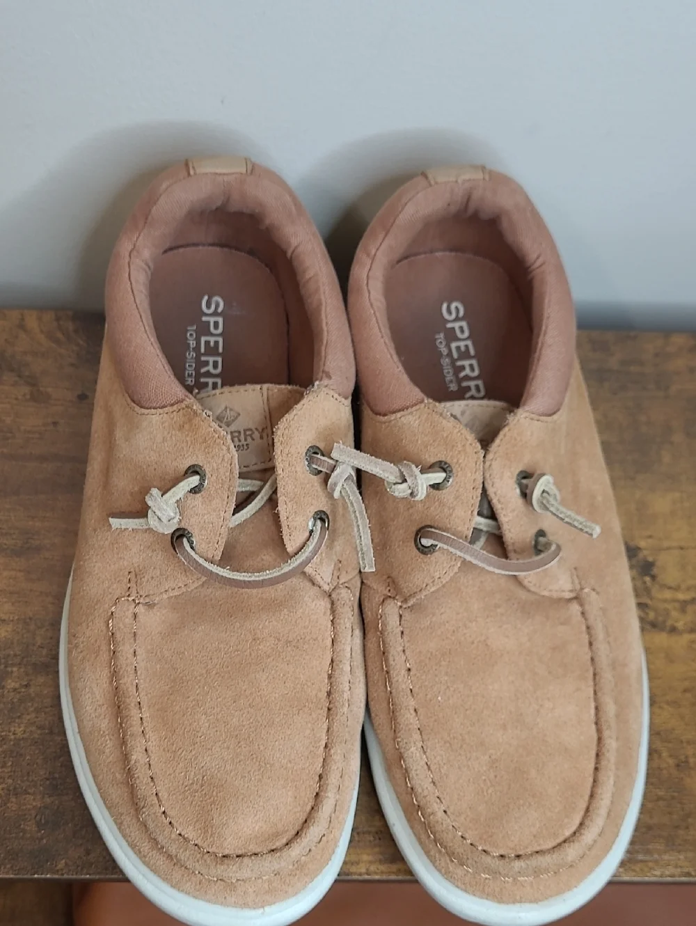 Sperry Top-Sider Tan Captains Mock Suede Boat Shoes size 8